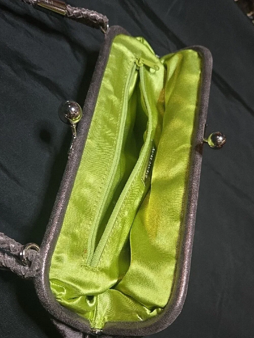 Charles David Taupe Velvet Evening Clutch with Tassel Strap